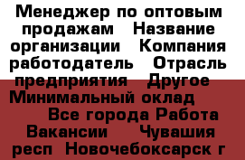 Менеджер по оптовым продажам › Название организации ­ Компания-работодатель › Отрасль предприятия ­ Другое › Минимальный оклад ­ 25 000 - Все города Работа » Вакансии   . Чувашия респ.,Новочебоксарск г.